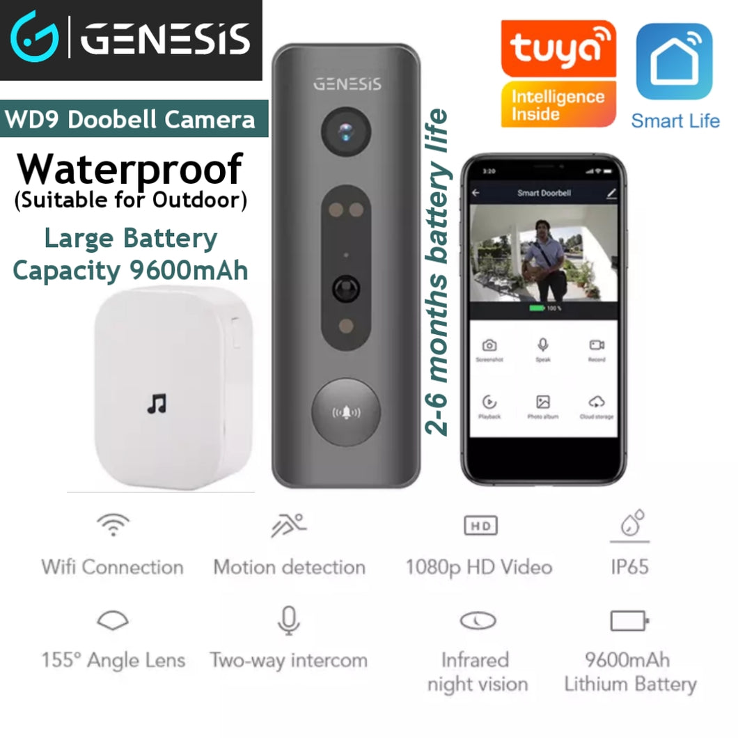 [FREE Installation] GENESIS WD9 Outdoor Waterproof Doobell Camera